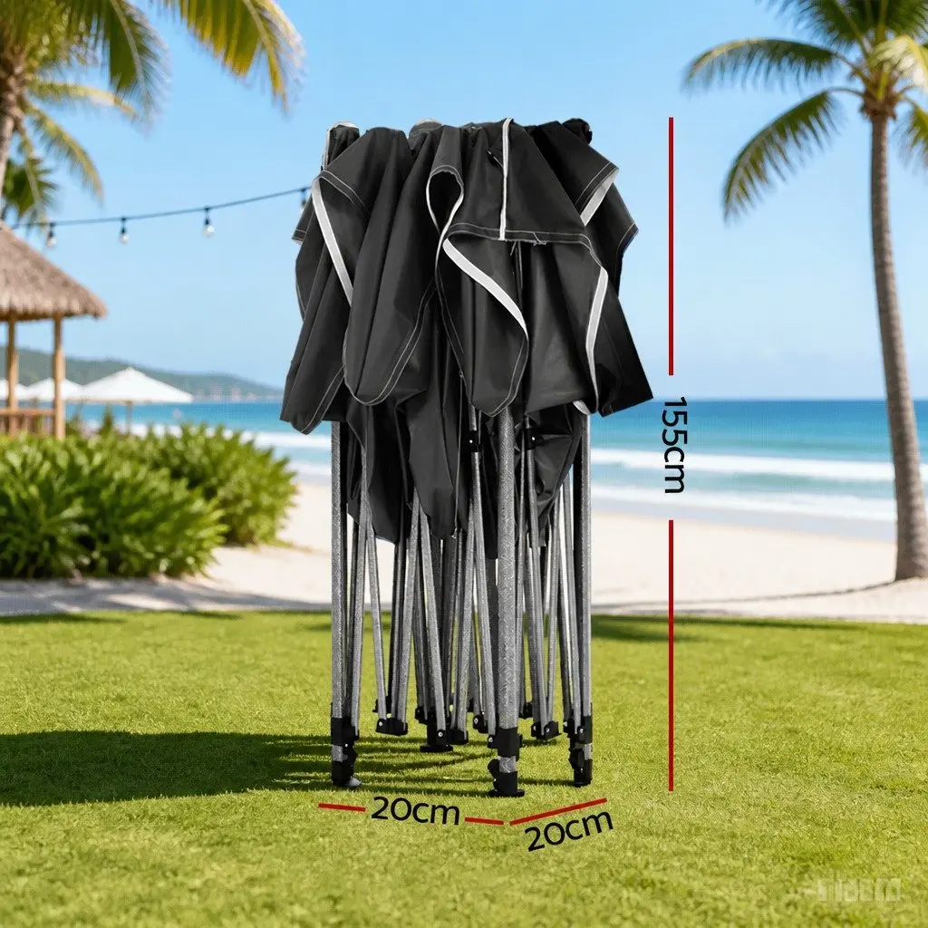 Pop Up Gazebo 3x6m Folding Canopy Tent Black
