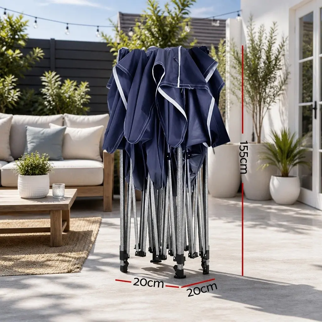 Pop Up Gazebo 3x6m Oxford Fabric Navy Folding Canopy Tent with 4 Base Pods