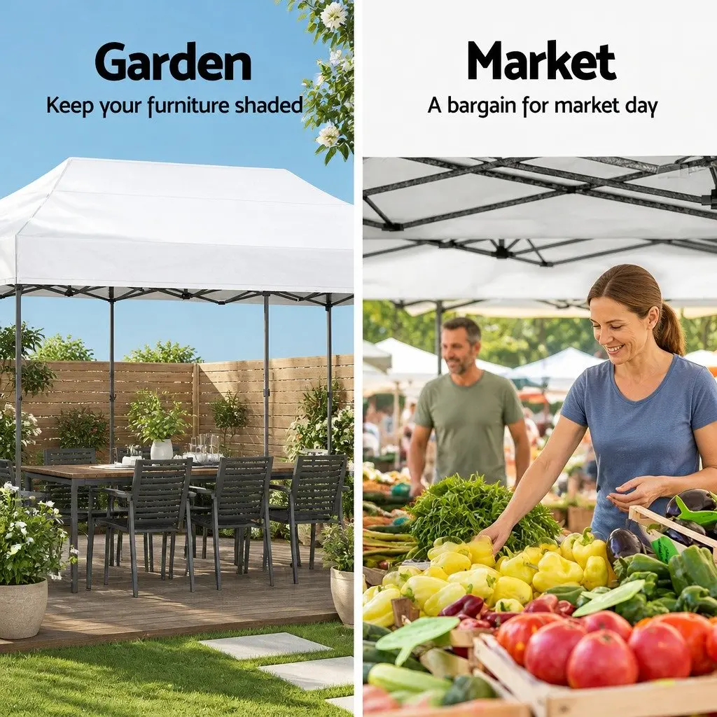 Pop Up Gazebo Marquee 3x6m Folding Canopy Tent White