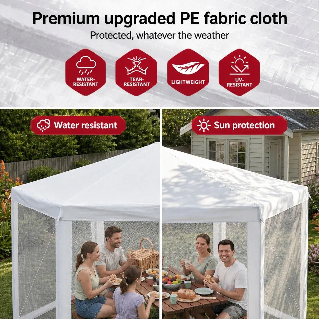 Hexagonal Gazebo Powder Coated Steel 2x2m White