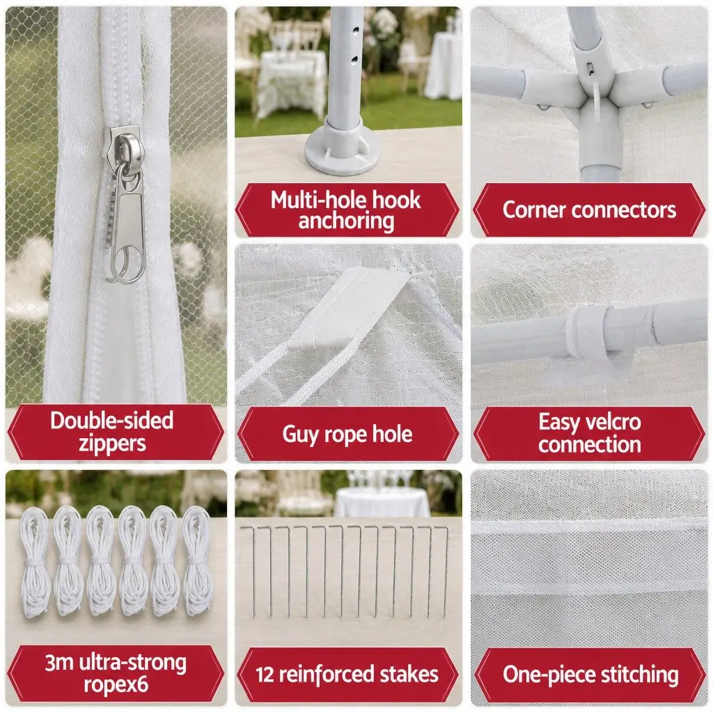 Hexagonal Gazebo Powder Coated Steel 2x2m White