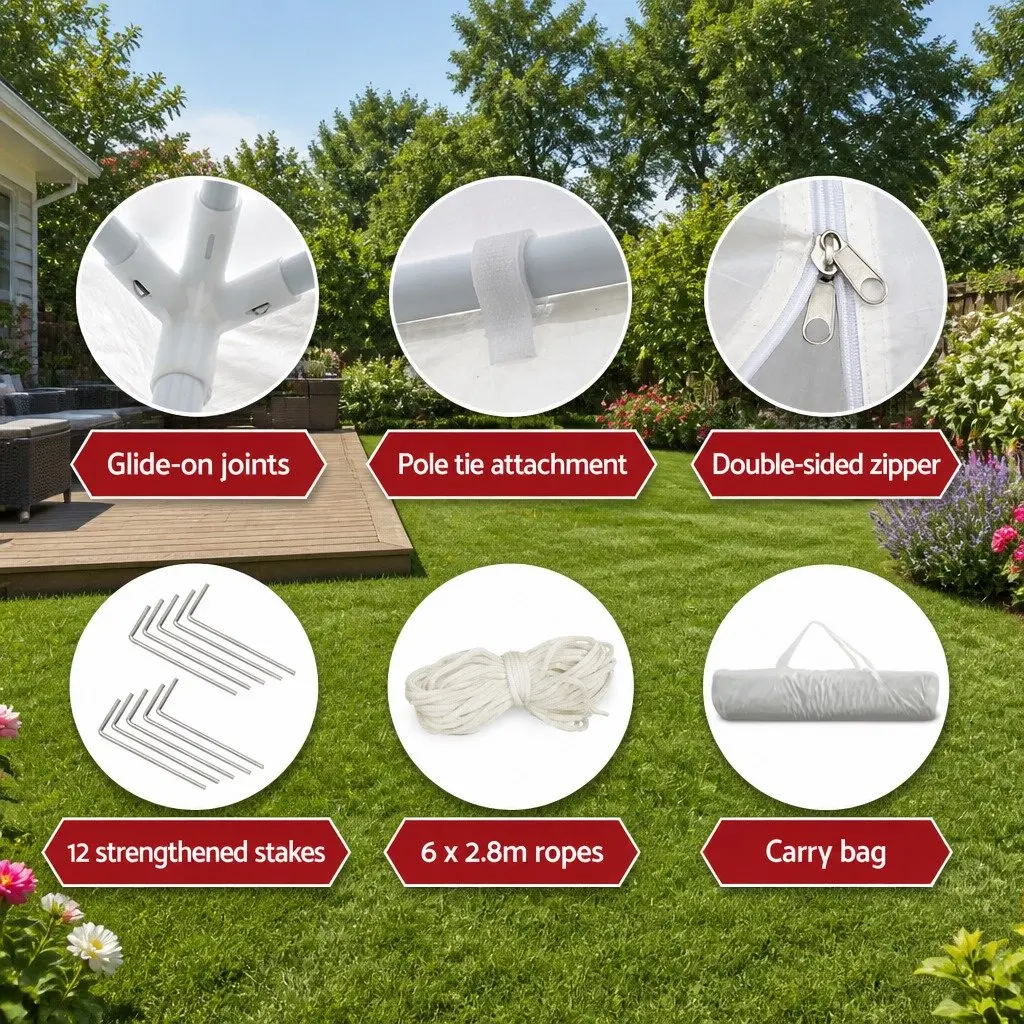 Gazebo Canopy 110g PE 3x6m White Steel Frame