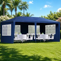 Durable 3x6m Blue Gazebo Tent with Removable Panels