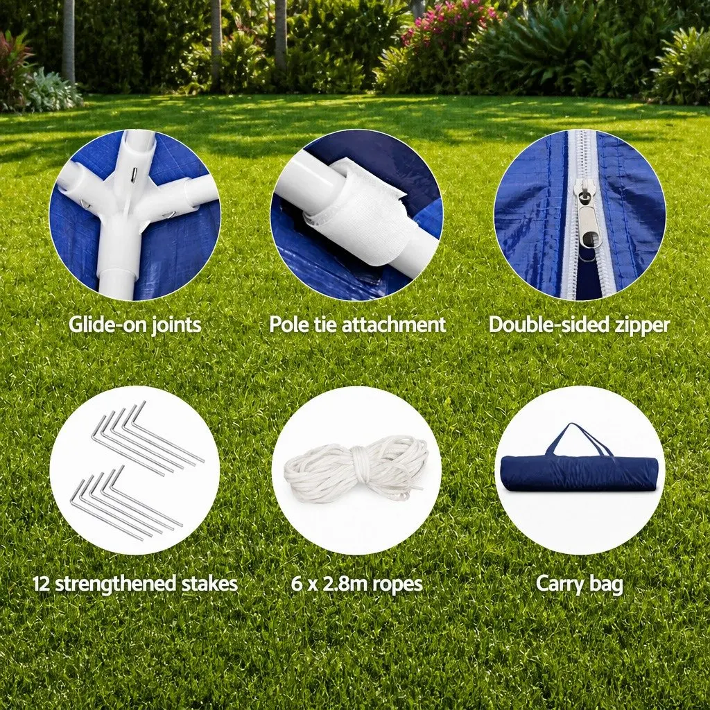 3x6m Blue Gazebo Tent with Removable Panels