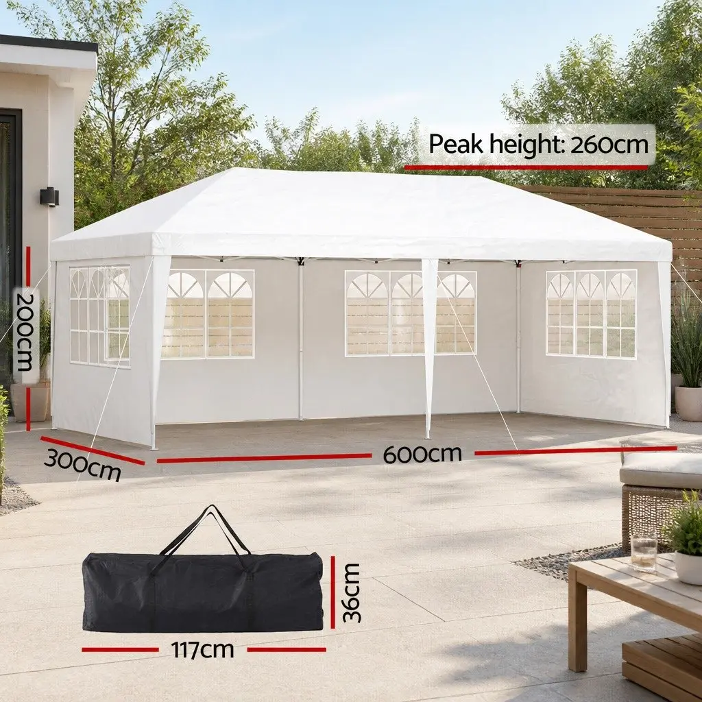 Pop Up Gazebo 3x6m Outdoor Tent Canopy with Panels