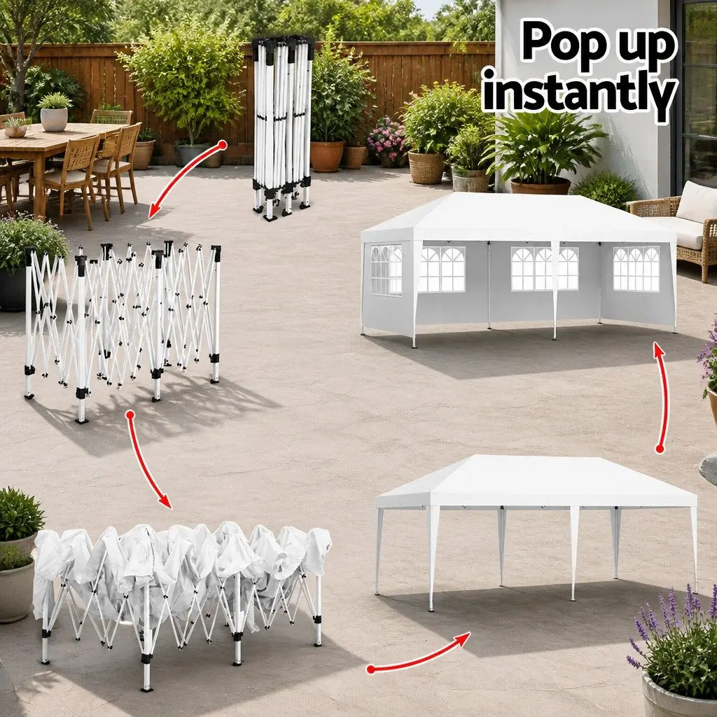 Pop Up Gazebo 3x6m Outdoor Tent Canopy with Panels