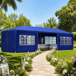 Blue 3x9m Outdoor Wedding Tent with Sturdy Frame