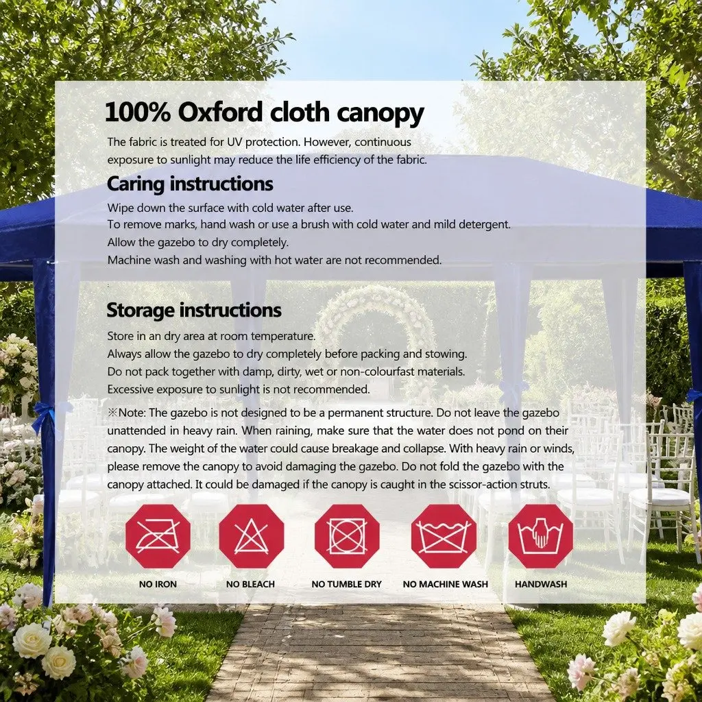 Gazebo 3x9m Steel Blue Canopy Outdoor Wedding Party Tent