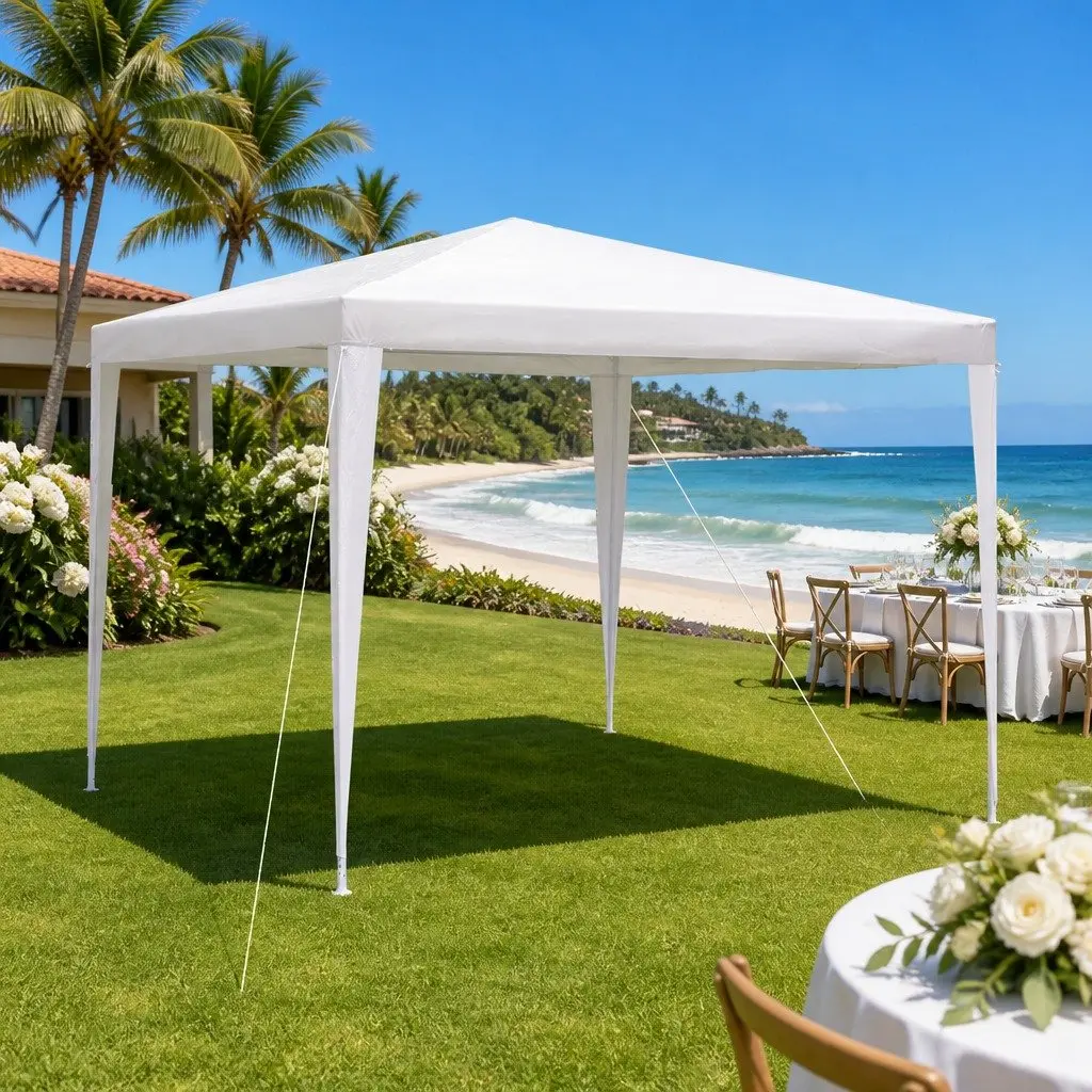 Gazebo Canopy Tent 3x3m Black Steel Frame UV Water Resistant