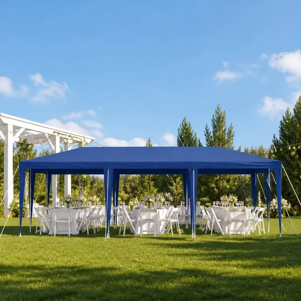 Gazebo 3x9m Steel Powder Coated Blue Canopy