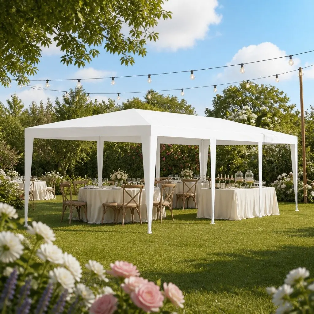 Gazebo 3x9m Steel Yellow Canopy Tent Outdoor Event Wedding Party Shade