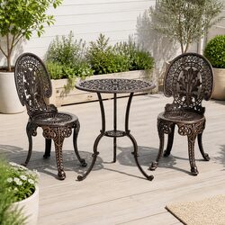 Durable 3PC Bronze Patio Bistro Set for Outdoor Dining