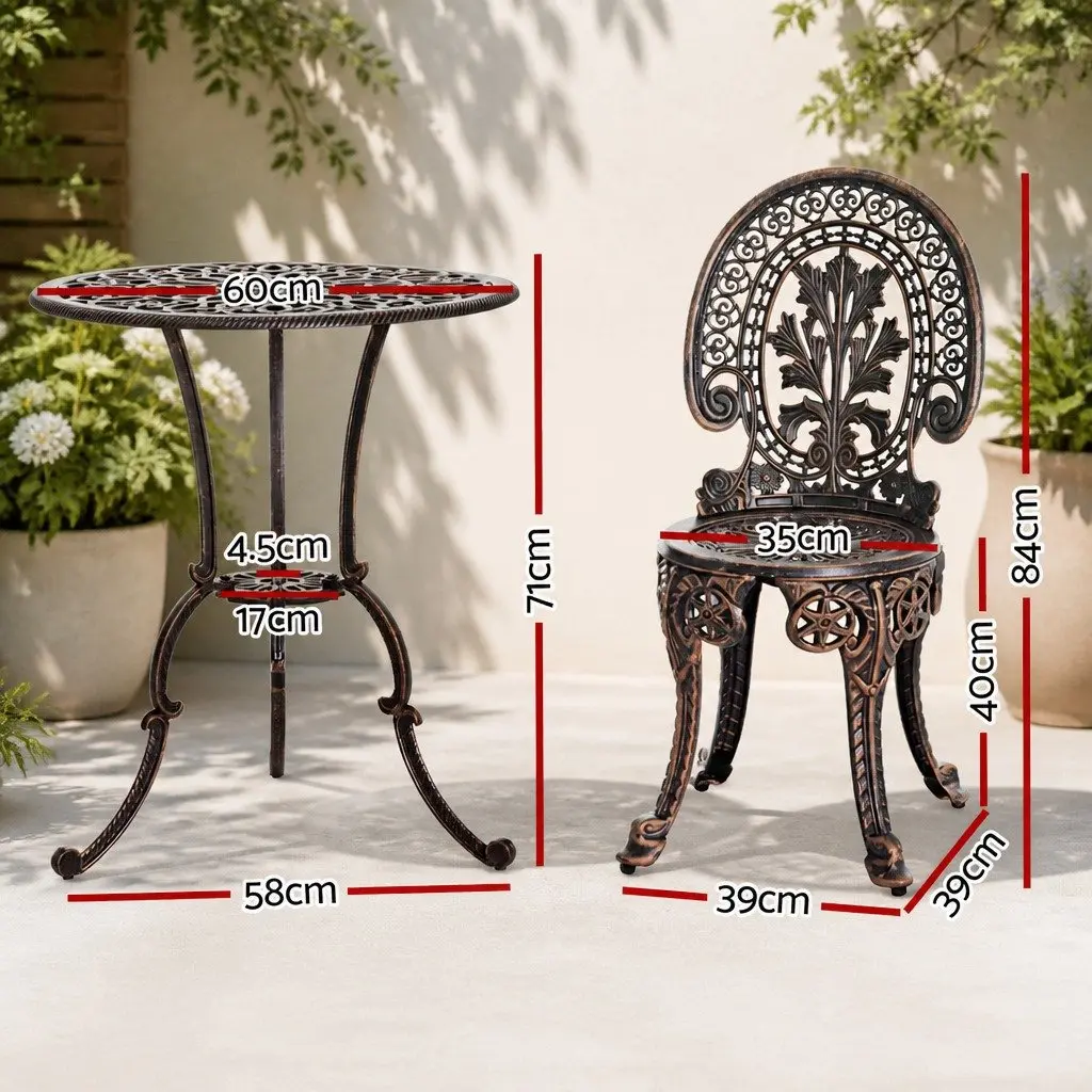 3PC Bronze Patio Bistro Set for Outdoor Dining