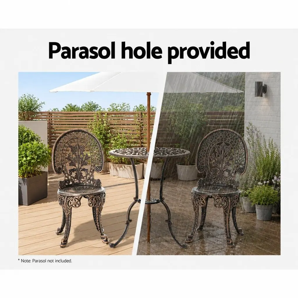 3PC Bronze Patio Bistro Set for Outdoor Dining