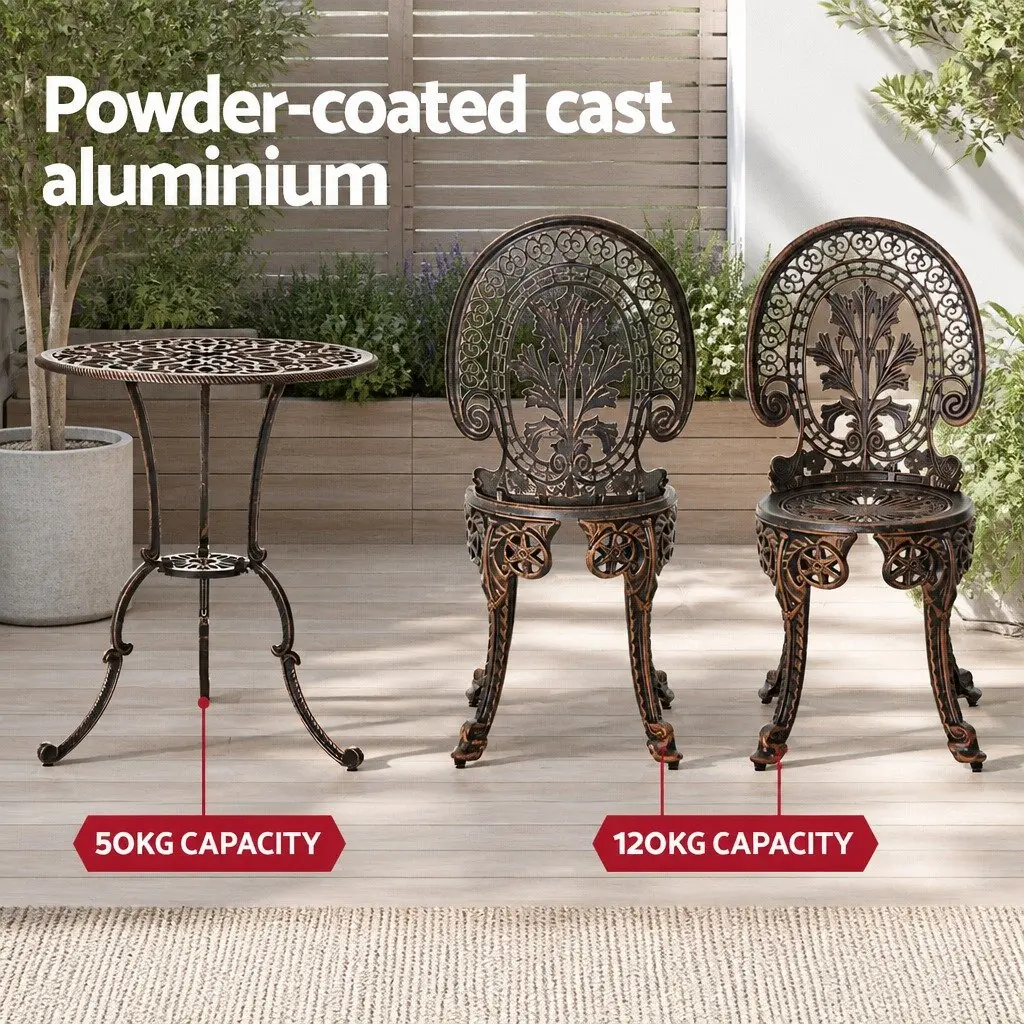 3PC Bronze Patio Bistro Set for Outdoor Dining