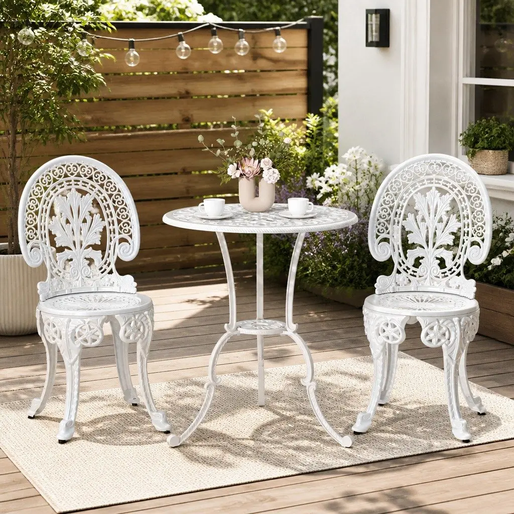3PC White Outdoor Bistro Dining Set