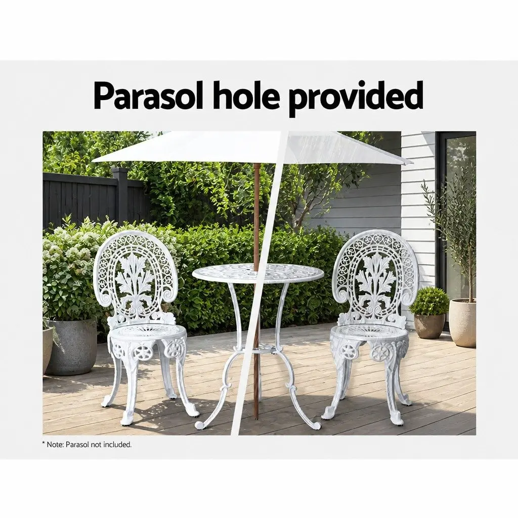 3PC White Outdoor Bistro Dining Set