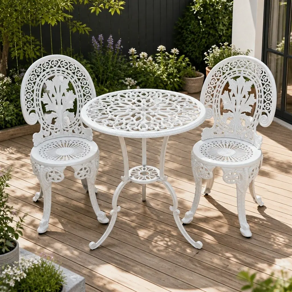 3PC White Outdoor Bistro Dining Set