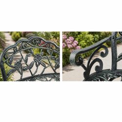 100cm Cast Aluminium Outdoor Garden Bench Vintage Green