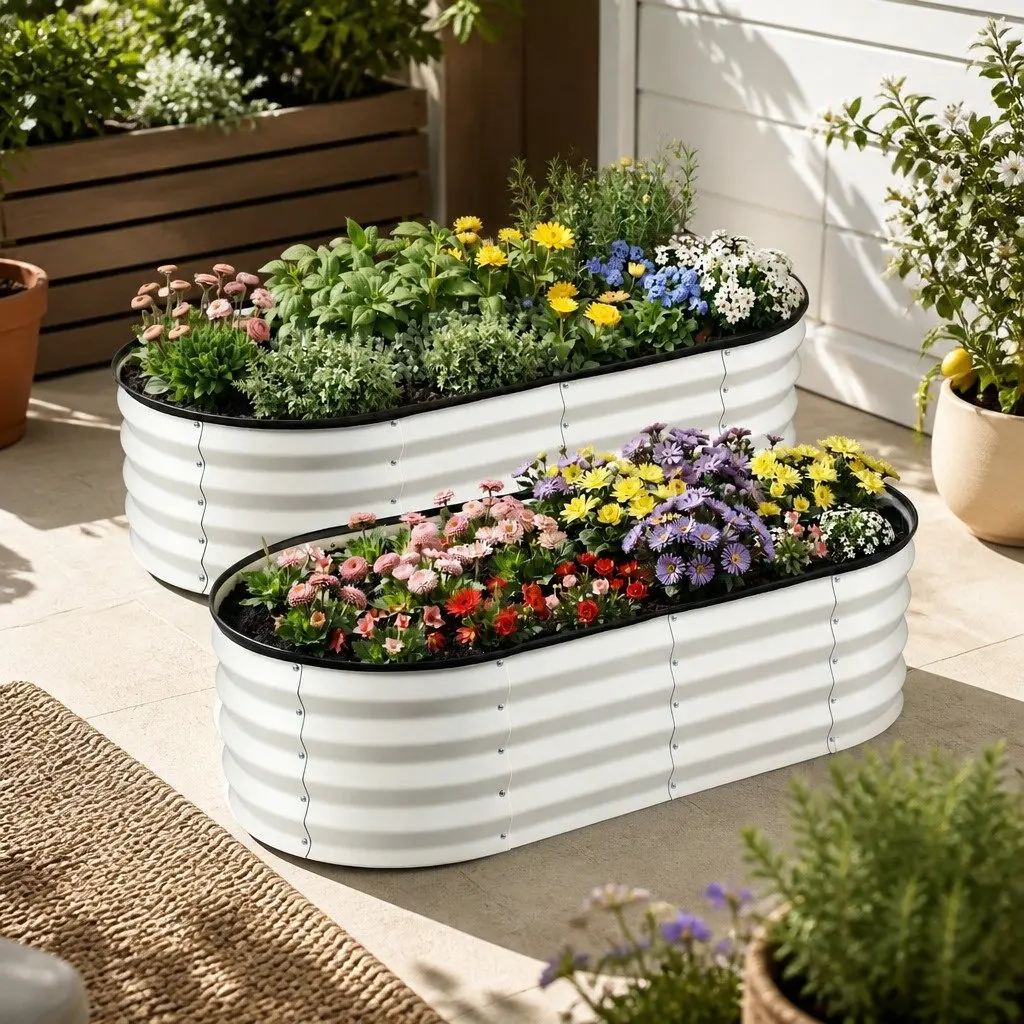 Galvanised Raised Garden Bed 2 Pack 120x60x30cm