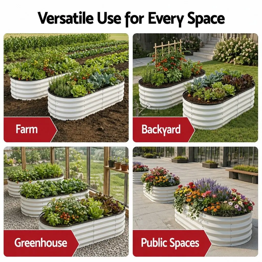 Raised Garden Bed Galvanised Steel 120x60x30cm Open Base White 2 Pack