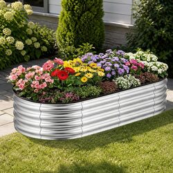Durable Oval Metal Planter Box for Outdoor Gardening 150x70x30cm