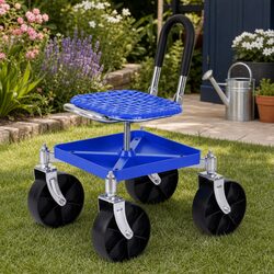 Height Adjustable Garden Rolling Seat with 360 Swivel