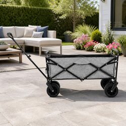 Heavy-Duty Grey Garden Cart Trolley with Cargo Net