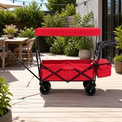 Heavy-Duty Garden Trolley Cart with Removable Canopy