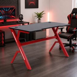 High-Quality Gaming Desk 120cm Carbon Fibre Red Black