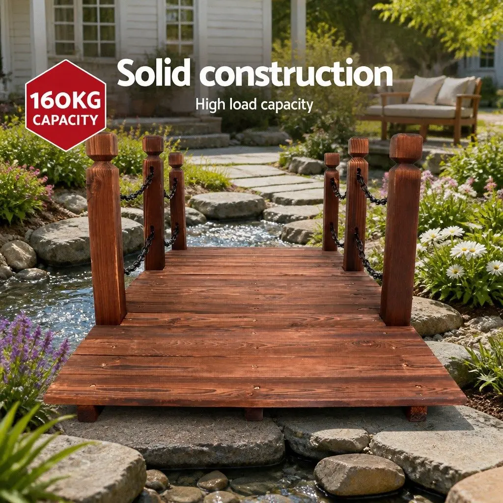 Wooden Garden Bridge for Outdoor Spaces 160cm Brown