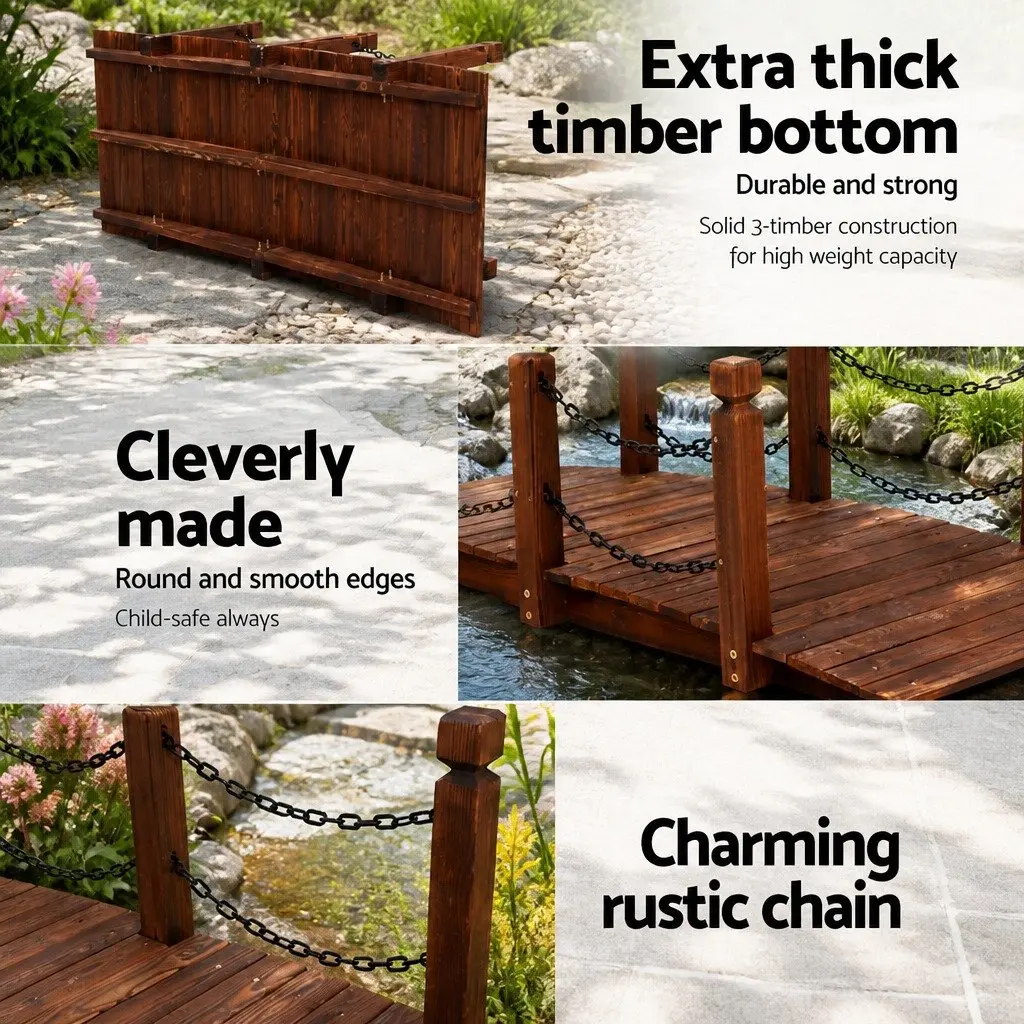 Wooden Garden Bridge for Outdoor Spaces 160cm Brown