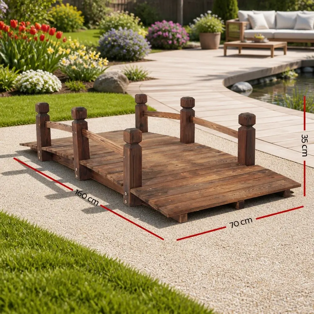 Wooden Garden Bridge Outdoor Ornament Arch Design 160cm Backyard Decor