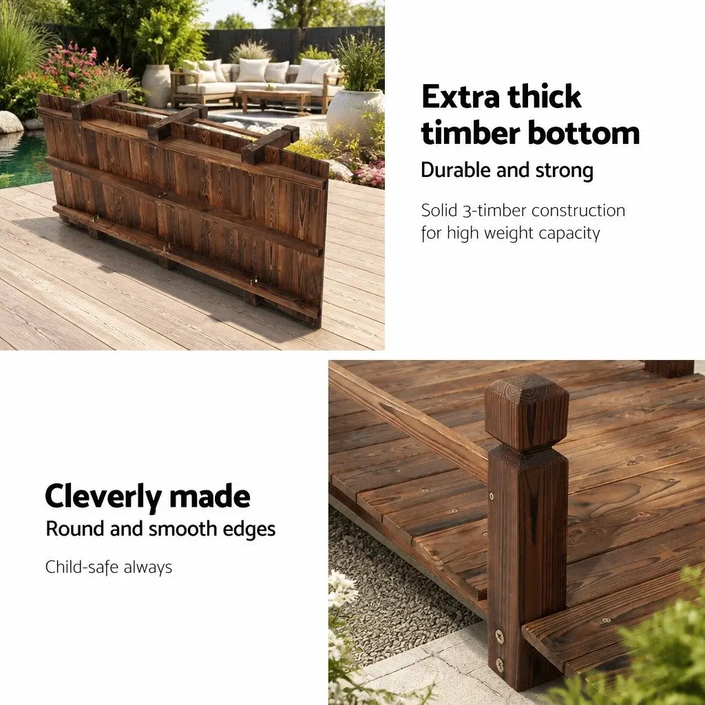 Wooden Garden Bridge Outdoor Ornament Arch Design 160cm Backyard Decor