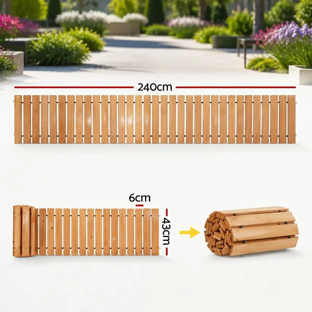 Garden Pathway Wooden 8FT Roll-Out Flexible Outdoor Brown