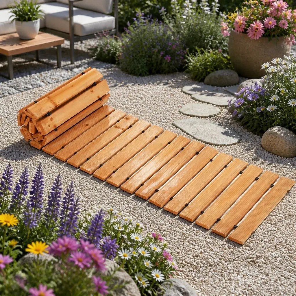 Garden Pathway Wooden 8FT Roll-Out Flexible Outdoor Brown