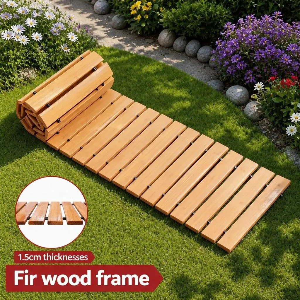 Garden Pathway Wooden 8FT Roll-Out Flexible Outdoor Brown