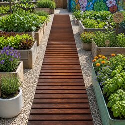Durable 8FT Wooden Outdoor Decking Walkway in Charcoal