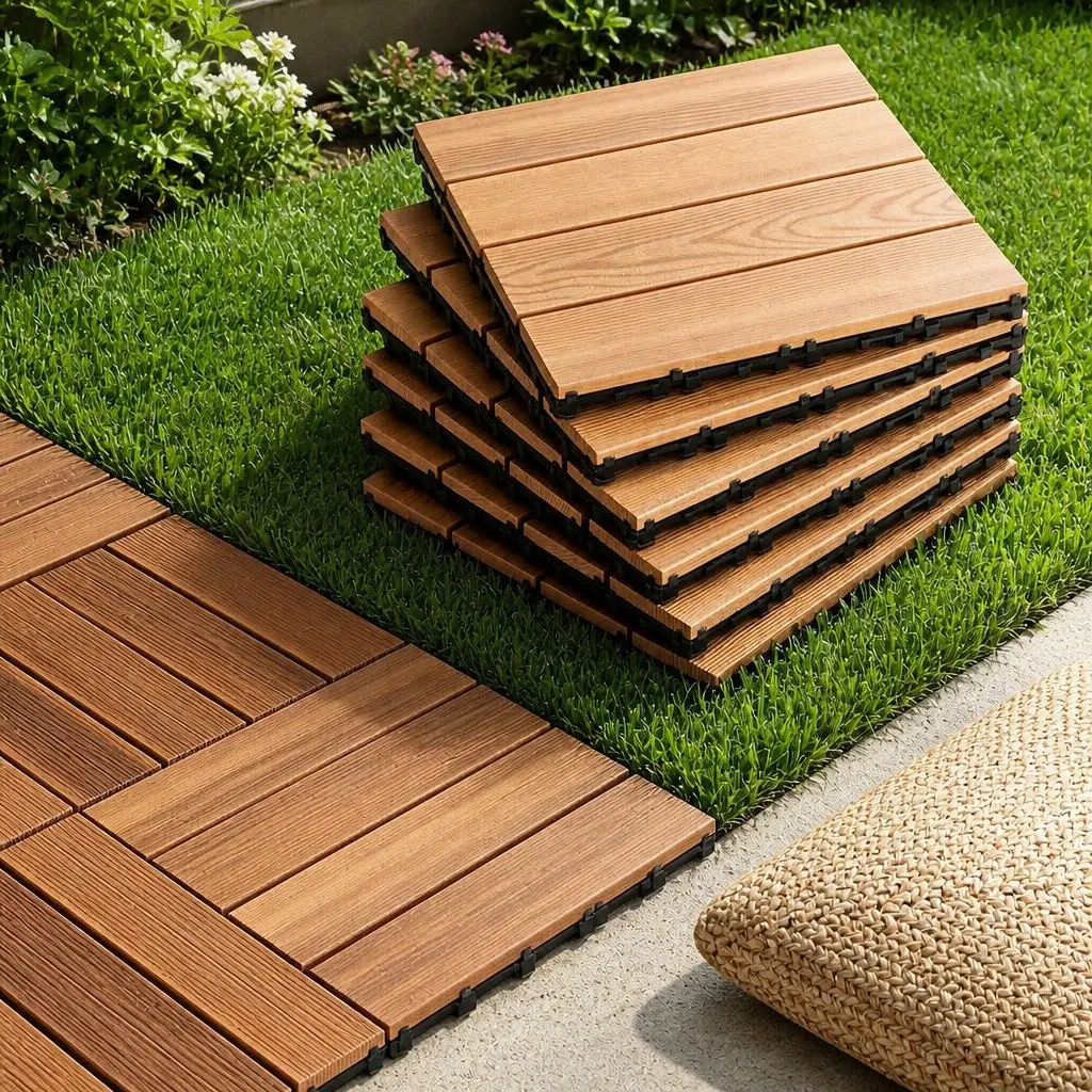 27PCS Interlocking Wood Deck Tiles 30x30cm for Patios