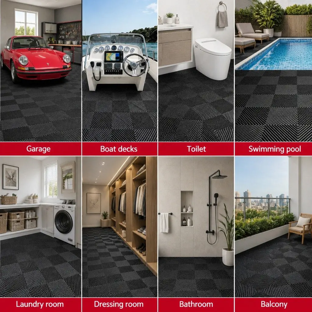 Heavy Duty Black Interlocking Garage Floor Tiles, 20PCS