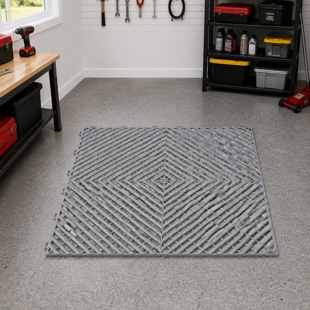 Heavy Duty Grey Interlocking Garage Floor Tiles 20PCS