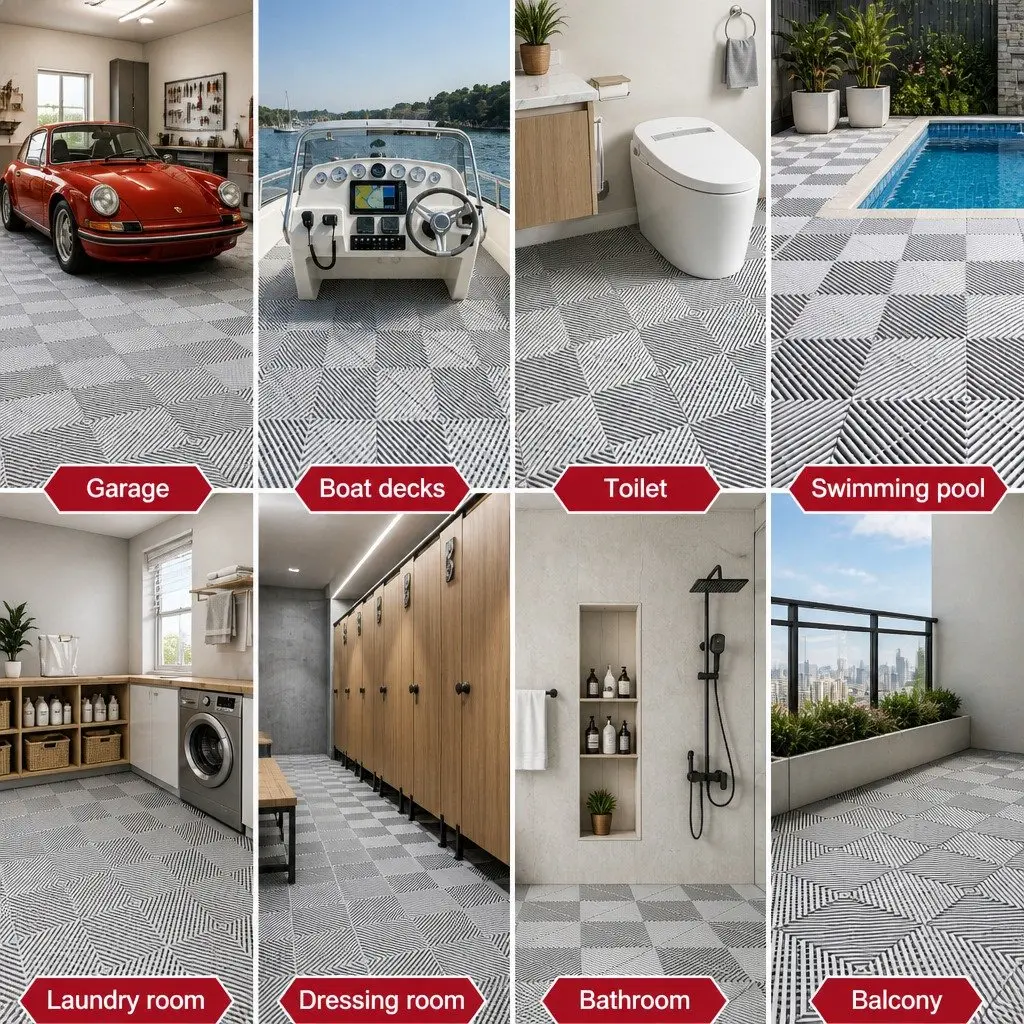 Heavy Duty Grey Interlocking Garage Floor Tiles 20PCS
