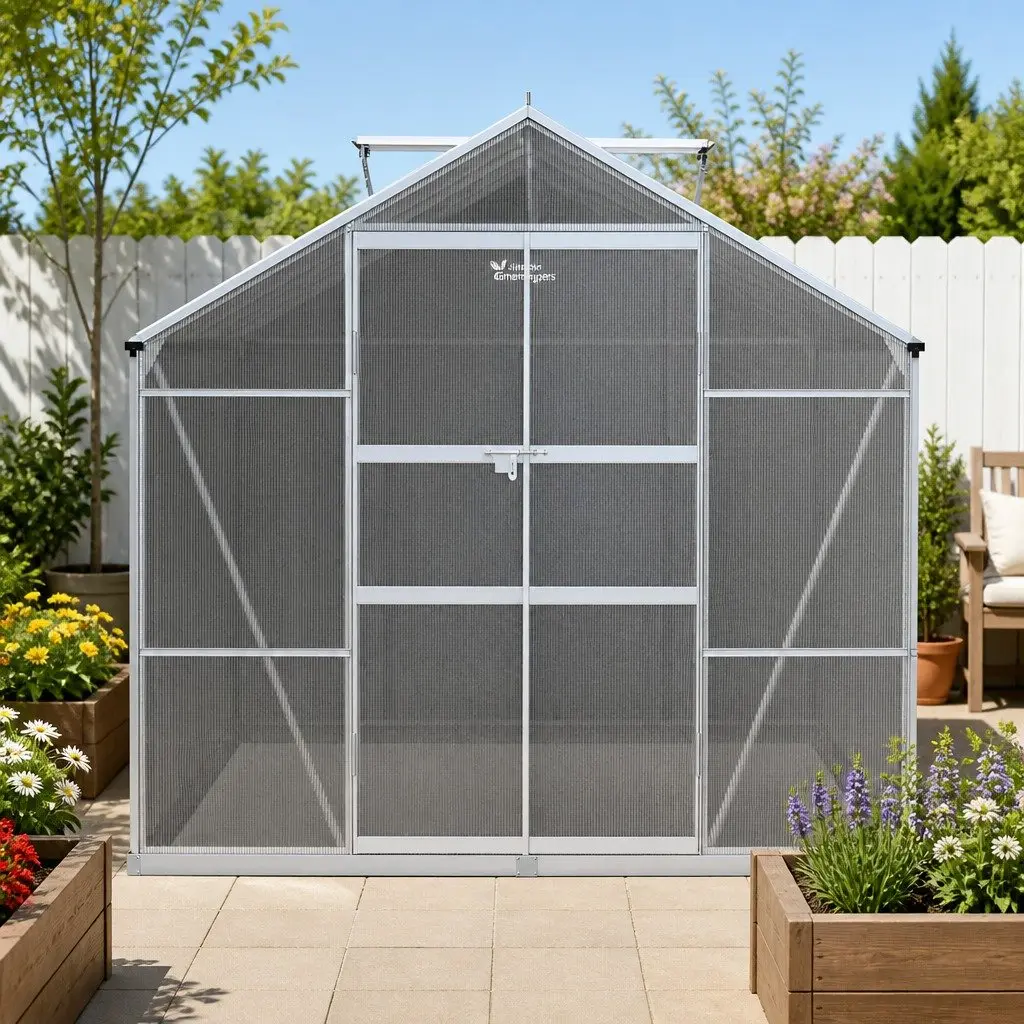 Aluminium Greenhouse Polycarbonate 3x2.5x2.26M Green Double Doors