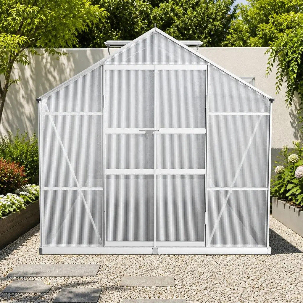 Aluminium Greenhouse with Double Doors and Vents