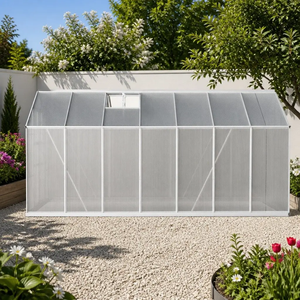 Aluminium Greenhouse with Double Doors and Vents