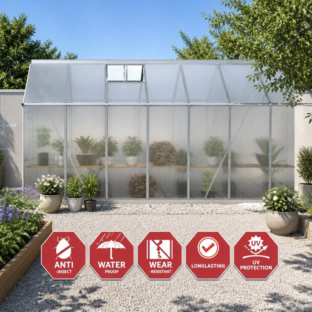 Aluminium Greenhouse with Double Doors and Vents