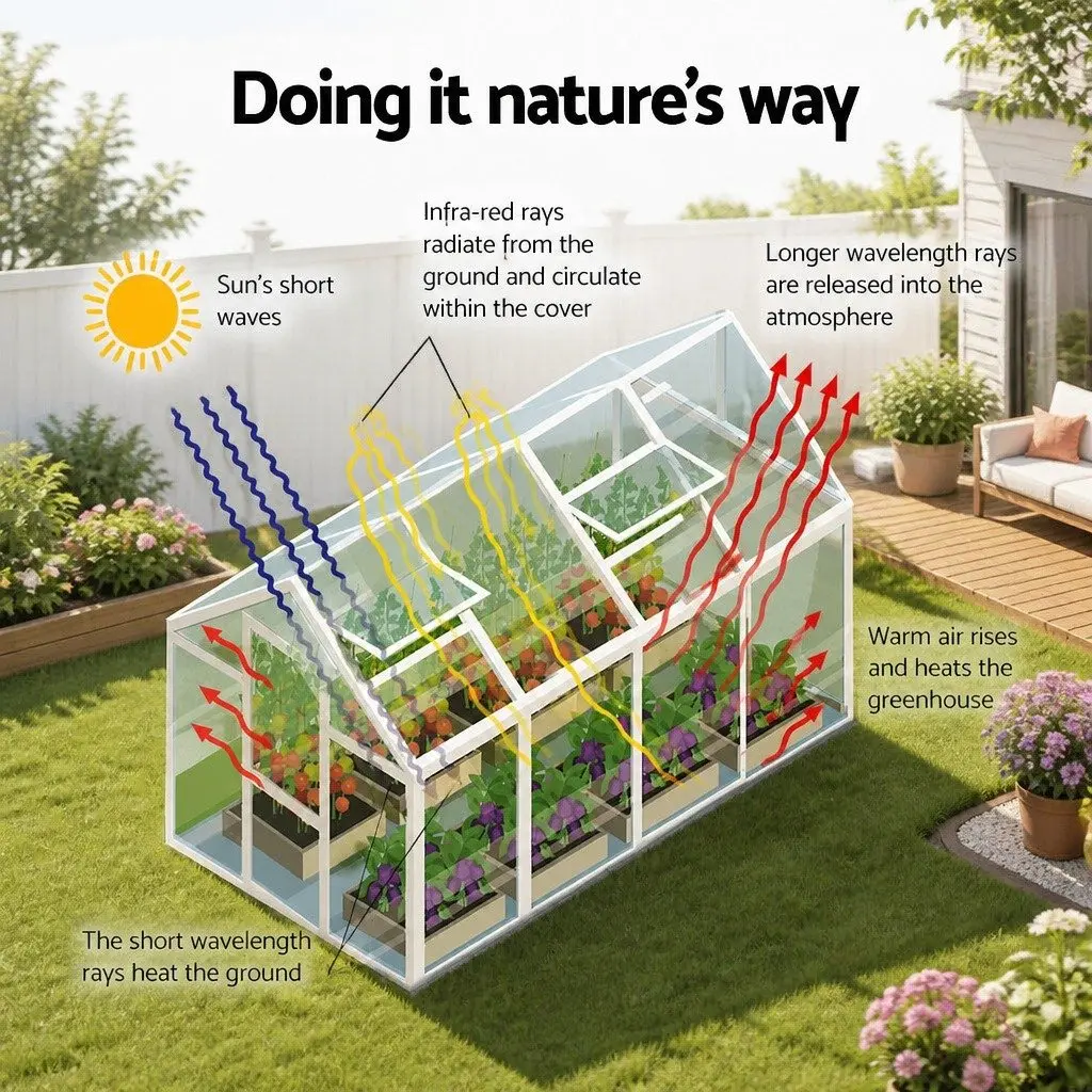 Aluminium Greenhouse Polycarbonate 4.7x2.5x2.26M Double Doors Garden Shed