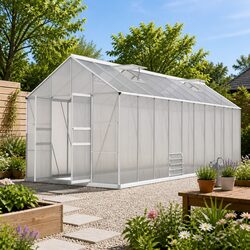 Premium Aluminium Greenhouse with Double Doors
