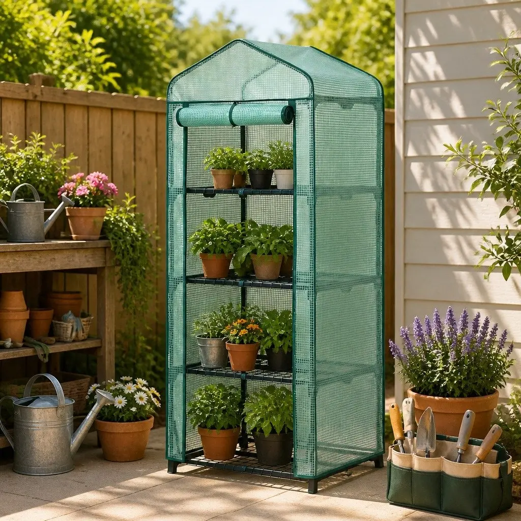 Greenhouse PE 4 Tier 70 x 50 x 160cm Green