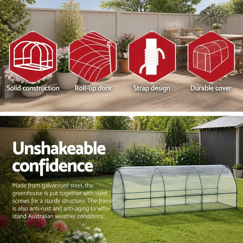 Greenhouse PVC 2.7x0.9x0.9M Transparent Mini Raised Garden Bed Planter Protective Cover Outdoor